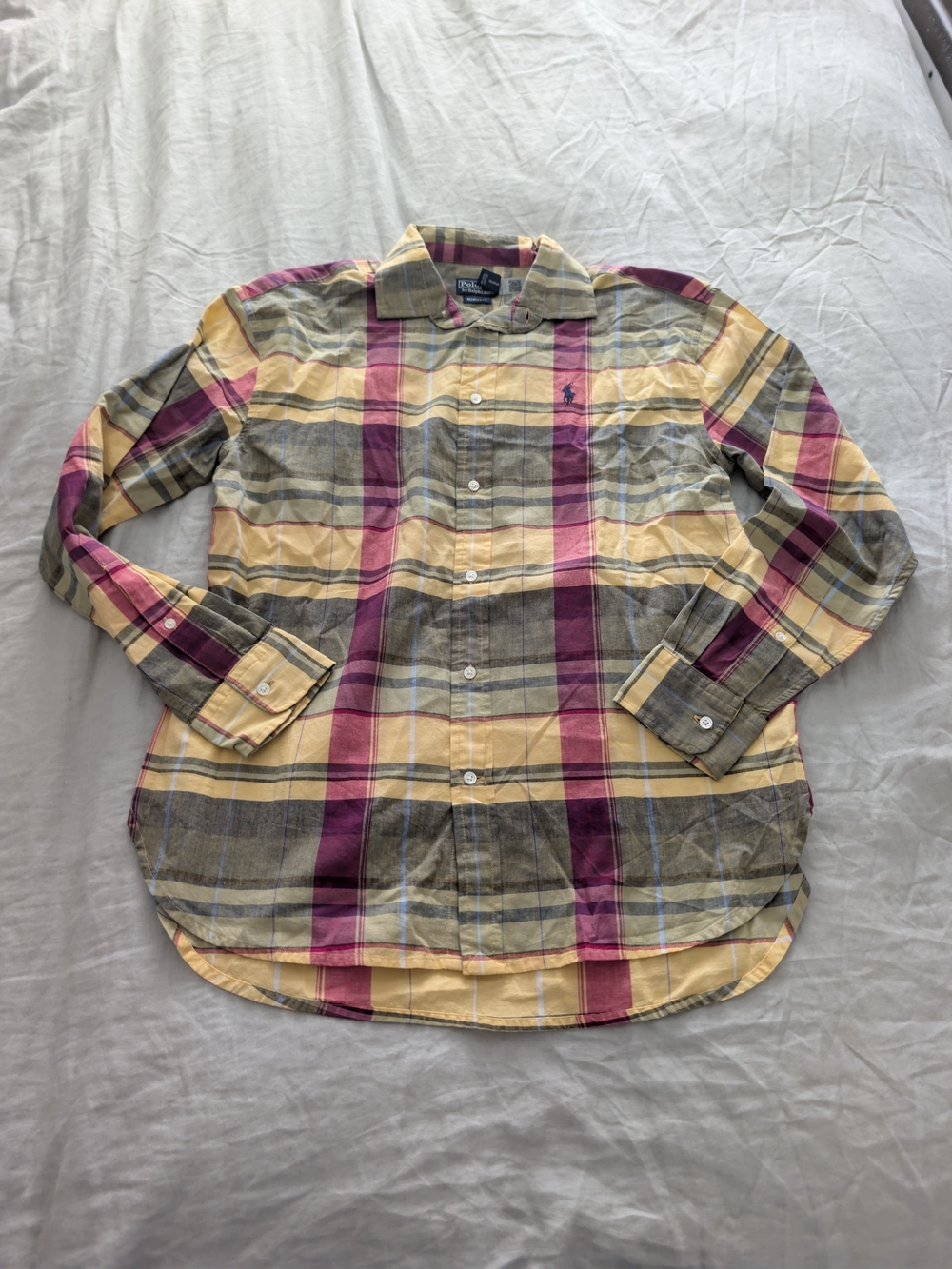 ​NWT Polo Ralph Lauren Relaxed Fit Yellow Magenta Plaid Shirt S